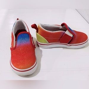 Vans Rainbow Sparkly Slip Ons. Baby/Toddler Size 7.5